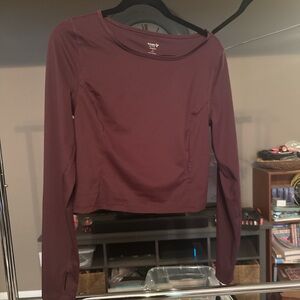 Old Navy Long-Sleeve Crewneck Top in Burgundy